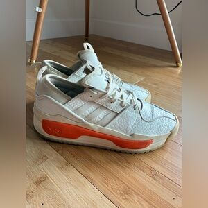 Y-3 Retro Boost Leather Adidas Cream and Orange Casual Sneakers